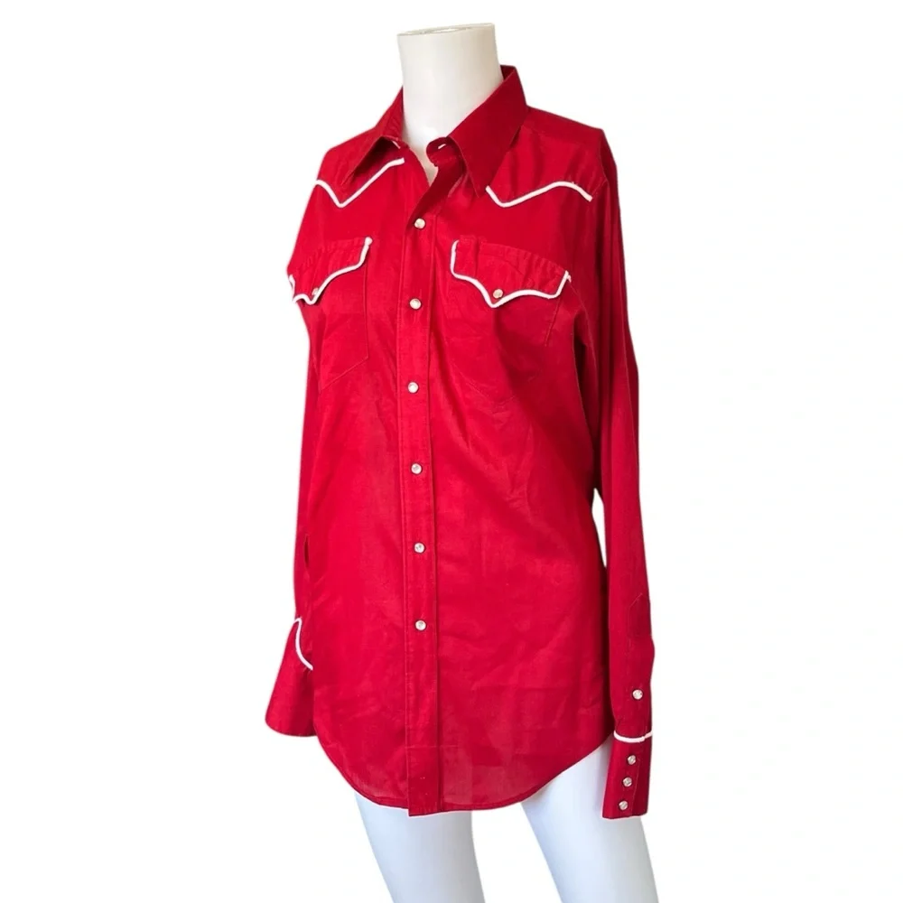 Vintage Rockmount Western Wear Snap Button Up Shirt Red Custom Fitted
